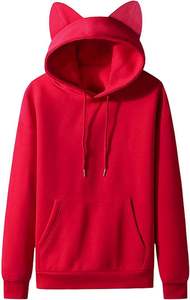 Sudadera con orejas de gato para hombre, sudadera de lana de manga larga, suéteres bonitos de Color sólido, sudaderas suaves y cómodas con bolsillo térmico - Product Image 3