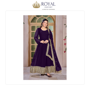 Traje Anarkali de Georgette de Primera Calidad con Bordado de Lentejuelas, Ropa India a Precio Directo de Fábrica, Amplia Venta - Product Image 5