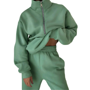 Tracksuit Manufacturer Wholesale Sweatsuit <b>Set</b> Sportswear Fleece <b>Jogger</b> <b>Sets</b> <b>Women</b> Custom Half Zip Hoodie and Harem Pants <b>Set</b> - Product Image 5