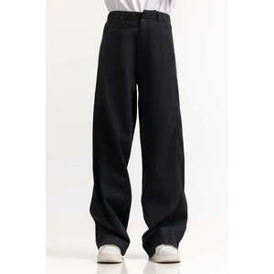 กางเกงยีนส์ขากว้างเอวสูงสีดำ รุ่น WM-NDJ-SS24-011 ดีไซน์เรียบง่ายทันสมัย ไม่ใช่ผ้าเดนิม ย้อมสีแบบเรียบ - Product Image 1