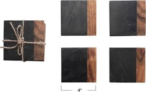 Posavasos de doble tono de mármol natural y mármol de madera exquisitos de último diseño para decoración elegante del hogar y protección de mesa de comedor - Product Image 6