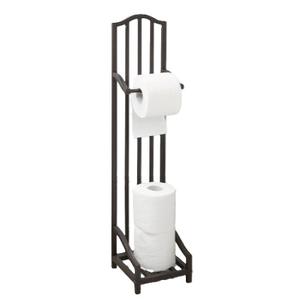 Soporte de papel higiénico independiente para baño con estante de madera Portarrollos de papel higiénico rústico de pie para baño de granja - Product Image 4