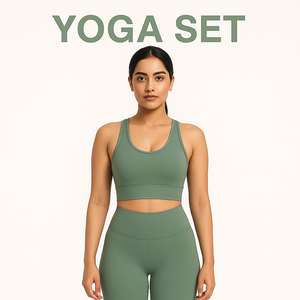 Ensembles de yoga d'entraînement Gym Fitness cordon de serrage respirant conception de logo personnalisé de haute qualité grande taille 2 pièces élasthanne/nylon femmes - Product Image 2