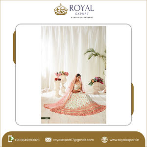 ชุดปาร์ตี้เนื้อผ้าตาข่ายหนาดีไซเนอร์ชาวอินเดียพร้อมลำดับการปักผ้าไหมซาตินสองชั้นคอลเลกชัน Lehenga Choli สำหรับเจ้าสาว - Product Image 4