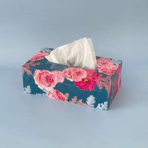 Boîte à mouchoirs imprimée en bois fantaisie faite à la main avec finition laquée brillante pour une décoration de salon élégante au prix le plus bas - Product Image 1