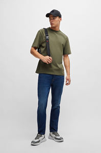 mens olive green <b>plain</b> solid blank casual high crewneck short sleeve <b>tshirt</b> relaxed fit everyday tee top - Product Image 3
