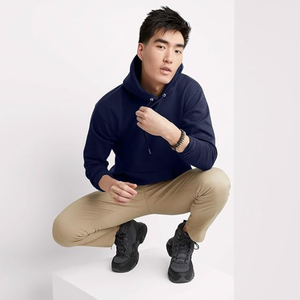 เสื้อฮู้ดผู้ชายไซส์ใหญ่ ผ้าถักกันยับ น้ำหนักปานกลาง ผ้าฝ้ายฟลีซ 100% เสื้อสเวตเชิ้ตลำลอง อุ่นสบายสำหรับฤดูหนาว - Product Image 6