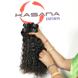 Extensiones de cabello humano de onda suelta profunda de trama doble de máquina de tejido indio 100% sin procesar - Product Image 2