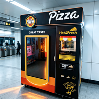 Station de travail commerciale pratique pour la cuisson de matières premières fraîches et la distribution rapide de plats chauds, distributeur automatique de pizzas