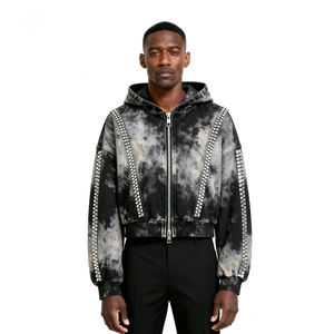 Sudadera con Capucha para Hombre, Original, de Alta Calidad, 100% Algodón, Corta, Lavada, Estilo Vintage, con Pedrería, Talla Grande - Product Image 5