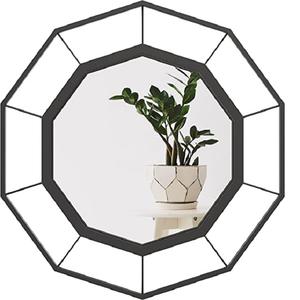 Espejo decorativo de pared hecho a mano para el hogar, espejo octogonal montado en la pared, hecho a mano, Negro, especialmente para decoración de dormitorio - Product Image 1