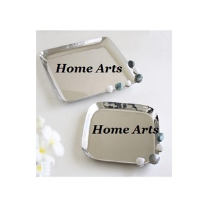 Ensemble de 3 plateaux de service en fer au design classique, formes différentes, pour servir des dattes, des fruits secs, accessoires pour hôtel - Product Image 6