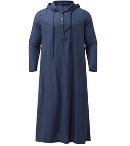 Venta caliente hombres Thobe Jubba ropa musulmana frente impreso diseño manga larga islámico Jubbah - Product Image 3
