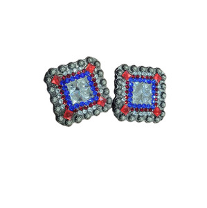 Strass decorato Conchos quadrati forma ovale fibbie per il cavallo puntina abbigliamento umano e cintura in argento sella occidentale sella Conchos - Product Image 2