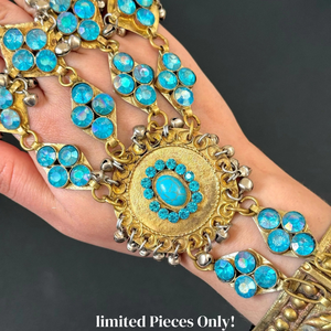 Collier afghan Kuchi authentique ultra long avec de grandes pierres rondes turquoise, collier en argent artisanal, ethnique - Product Image 3