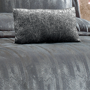 Guzide Riva Anthracite <b>Grey</b> 4-Piece Customized Classic Luxury Home <b>Bedspread</b> Set 100% Chenille Organic Woven Striped Washable - Product Image 4