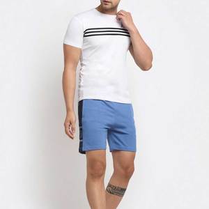 Shorts Bermuda en coton bleu pour homme avec cordon de serrage à la taille et poches latérales, style décontracté - Product Image 4