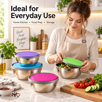 Ensemble de récipients de stockage alimentaire en acier inoxydable OEM avec couvercle de couleur personnalisée pour la préparation des repas, des déjeuners et des bento en cuisine