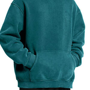 Básicos Mezcla de algodón Los mejores productos Cómodo Color sólido teñido liso Fácil de usar Sudadera con capucha de lavado ácido de alta calidad para hombres - Product Image 5