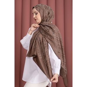 ผ้าคลุมไหล่ลายแจ็คการ์ดพรีเมียมสำหรับชาวมุสลิม สีแทน - Product Image 2