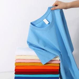 T-shirt en coton 200g pour homme et femme, col rond, manches courtes, coupe ample, grande taille, couleur unie, t-shirt basique, fabrication directe d'usine OEM - Product Image 1