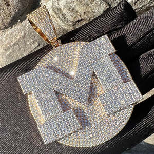 <b>Solid</b> 14k <b>Gold</b> Iced VVS Moissanite Diamond Pendant Personalized Letter Hip Hop Style Fine Jewelry for Men for Parties - Product Image 5