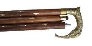 Haute qualité concepteur solide à la main canne de marche en laiton bâton poignée en bois Style tête éléphant poignée bâtons activités de plein air - Product Image 2