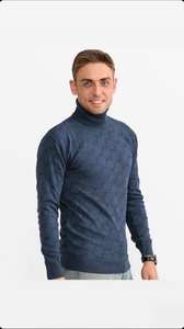 Suéter de punto de cuello alto de lana 100% personalizado para hombre con logotipo personalizado, ropa de hombre personalizada roja, suéter de punto - Product Image 2