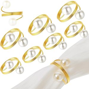 Perle Or Rond De Serviette De Forme Ronde Rond De Serviette Décor De Table Élégant Pour Les Mariages Et Les Vacances De Noël Pour Des Occasions Spéciales - Product Image 5