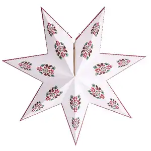 Grosir bintang kertas lentera pohon Natal dekoratif 7 kertas runcing liontin bintang dekorasi