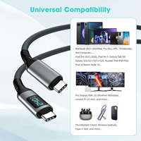 Kabel Proyeksi 8K USB 3.2 Thunderbolt Tipe-C Dua Sisi 10Gbps PD 240W Pengisian Cepat PVC Kompatibel dengan Ponsel & Komputer