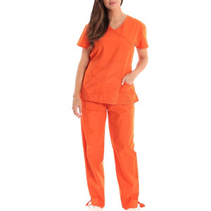 Uniforme Médico Sanitario de Color Sólido con Cuello en V y Manga Corta a Precio Económico - Product Image 1