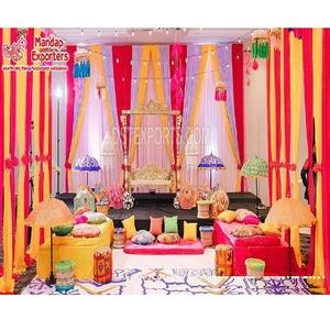 Gran Punjabi tema Dj noche escenario decoración musulmán Henna fiesta colorido escenario indio boda Desi Sangeet noche escenario Decoración - Product Image 1