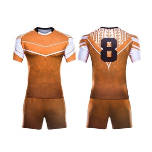 Uniformes de rugby OEM pour nourrissons et tout-petits Sublimation de haute qualité couleur personnalisée unisexe Spandex/coton personnalisé grande taille - Product Image 4