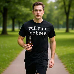 Camiseta Will Run For Beer, negra, unisex, talla mediana para adultos - Product Image 3