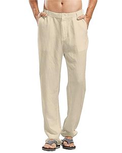 Custom Pirate Pants for Men Cosplay Renaissance Medieval Gothic 100% <b>Linen</b> Lightweight Plus Size 3XL - Product Image 1