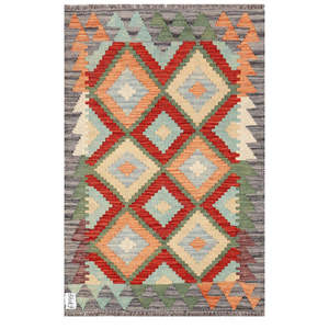 Alfombra Kilim de Maimana, Afganistán, 123 x 79 cm, Alfombra Afgana Tradicional Hecha a Mano - Product Image 1