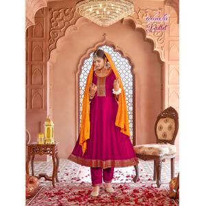 ชุดผ้าไหม vichitra แบบดั้งเดิม3ชิ้นสำหรับงานแต่งงานการออกแบบแฟชั่นล่วงหน้าโดยซัพพลายเออร์อินเดีย - Product Image 1