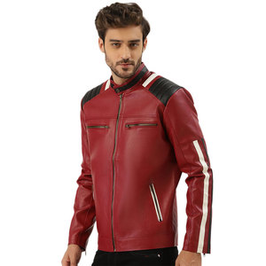 Chaquetas de Motociclista de Cuero PU para Invierno al por Mayor, Chaquetas de Cuero Genuino de la Mejor Calidad, Talla Grande, Cuello Alto, Resistentes al Viento para Hombre - Product Image 2