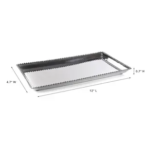 Plateau en métal fait main de qualité supérieure avec finition polie brillante Plateau en métal fait main avec effet décoratif argenté brillant - Product Image 3