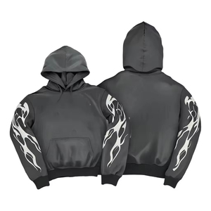 Pull à capuche de luxe imprimé surdimensionné pour garçons, sérigraphie personnalisée de haute qualité, 100% sweats à capuche en coton pour hommes, vente en gros - Product Image 6