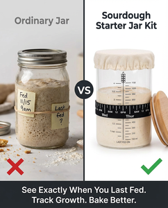 Kit de démarrage de levain de 35 oz avec pot en verre à large ouverture, bande de suivi de date et thermomètre pour la cuisson du pain - Product Image 2