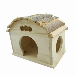 Rustic Tree Bark Wooden Pet House Carrier Box Bulk Order Cat Kennel Dog House Rabbit Guinea Pig Pet Rat Cage for Outdoor/Indoor