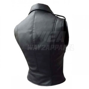 Causal sans manches moto en cuir gilet col en v fermeture éclair motard gilet hommes 2025 moto gilet - Product Image 2