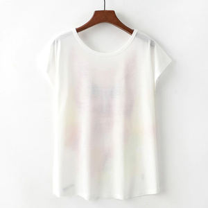 Camiseta de diseñador de algodón 100% para mujer con logotipo personalizado Patrón sólido Ropa de punto de talla grande - Product Image 4