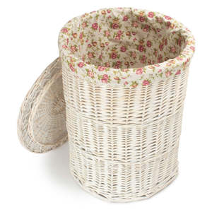 Blanc Wicker Laundry <b>Basket</b> with Roses Double-Domed Round Linen Hamper - Product Image 5
