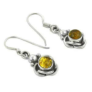 Boucles d'oreilles pendantes en argent 925 avec pierre précieuse ambre, bijoux de mode pour femmes - Product Image 3