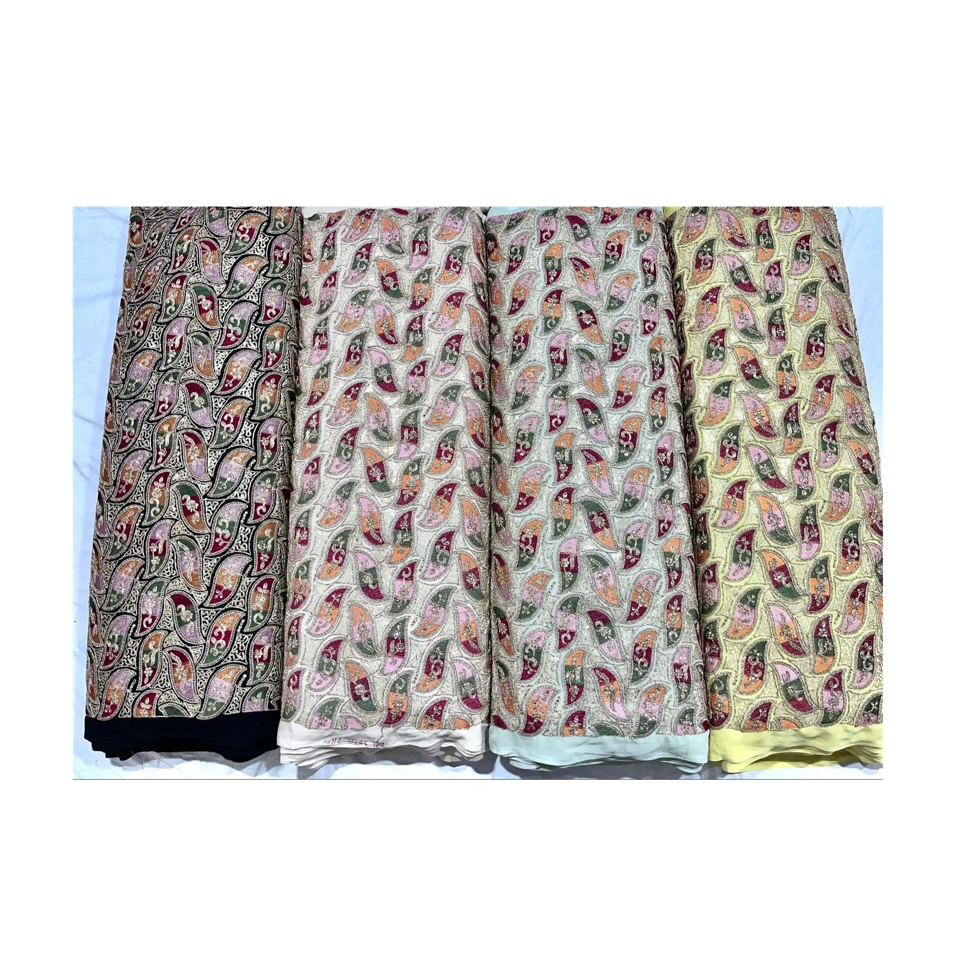 Factory Price Embroidery Work Georgette Fabric for Wedding Grown Party Dress from Indian Exporter and Supplier
