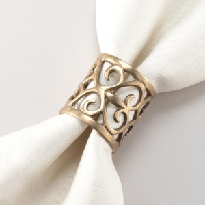 Anneaux de serviette en cuivre décoration de Table porte-serviette en métal rond de serviette maison fleur mariage Banquet fête - Product Image 3