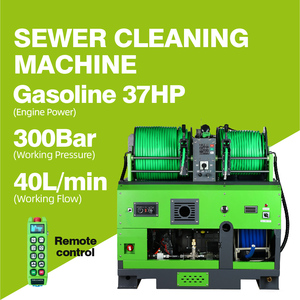 LICHIMA Machine <span class=keywords><strong>de</strong></span> Nettoyage <span class=keywords><strong>de</strong></span> Canalisations Haute Pression à <span class=keywords><strong>Moteur</strong></span> Essence Deux Cylindres Montée sur Voiture avec Télécommandes - Product Image 1